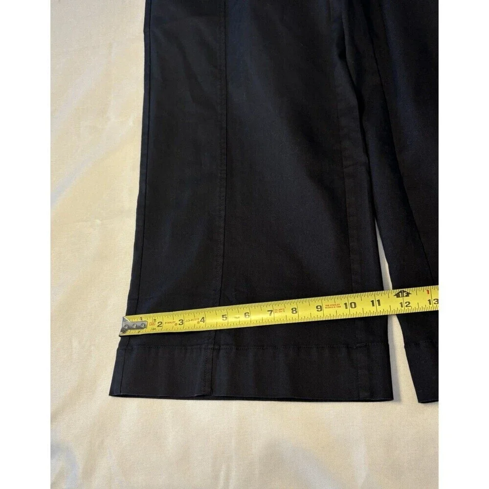 CHICOS Black Utility Cropped Twill Pants Size 8/10 (M) Wide Leg Cargo
